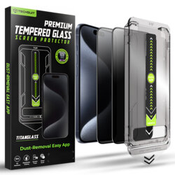 [Pachet 2x] Folie iPhone 15 Pro Techsuit TitanGlass FullCover, privacy