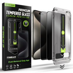 [Pachet 2x] Folie iPhone 15 Pro Max Techsuit TitanGlass FullCover, privacy