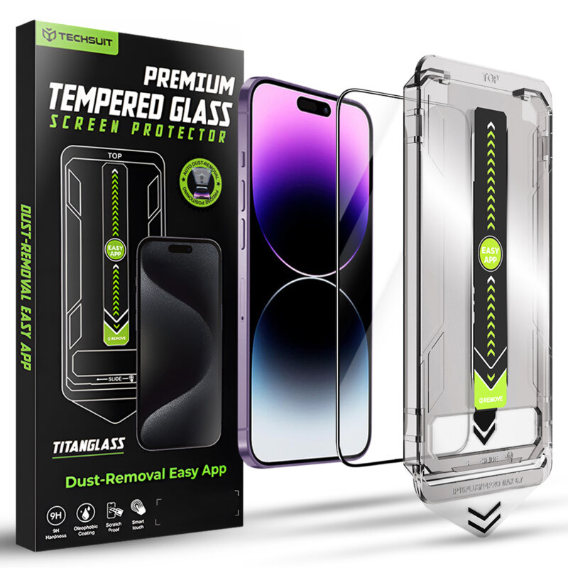 Folie iPhone 14 Pro Max Techsuit TitanGlass FullCover, negru