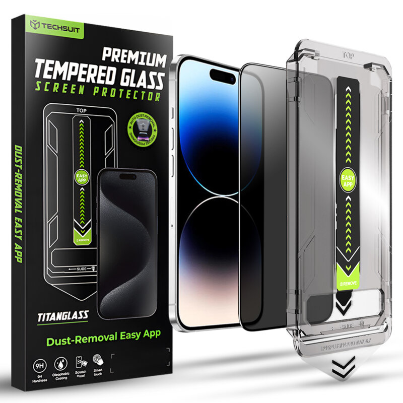 Folie iPhone 14 Pro Techsuit TitanGlass FullCover, privacy
