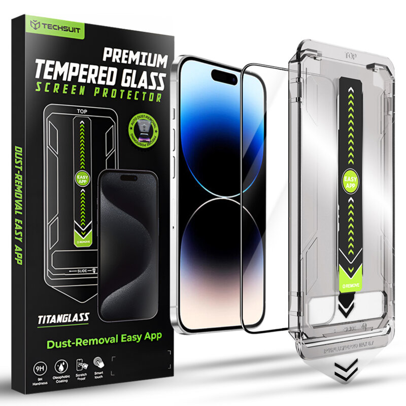 Folie iPhone 14 Pro Techsuit TitanGlass FullCover, negru