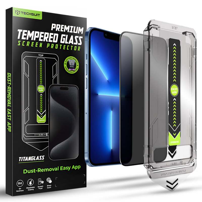 Folie iPhone 13 Pro Max Techsuit TitanGlass FullCover, privacy