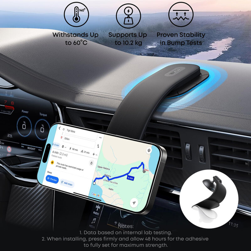 Suport auto magnetic, flexibil, cu adeziv Anker Nano, negru