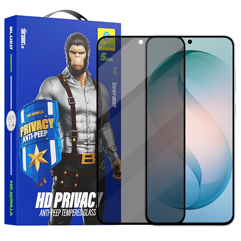 [Pachet 5x] Folie Samsung Galaxy S26 Plus Blueo Anti-Peep Privacy Glass, negru