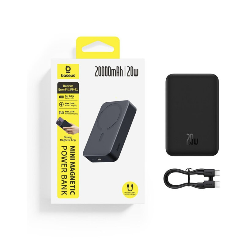 Mini baterie externa 20.000mAh, Baseus EnerFill FM41, negru, E0027U00