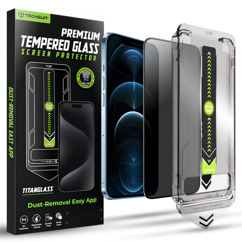Folie iPhone 12 Pro Max Techsuit TitanGlass FullCover, privacy