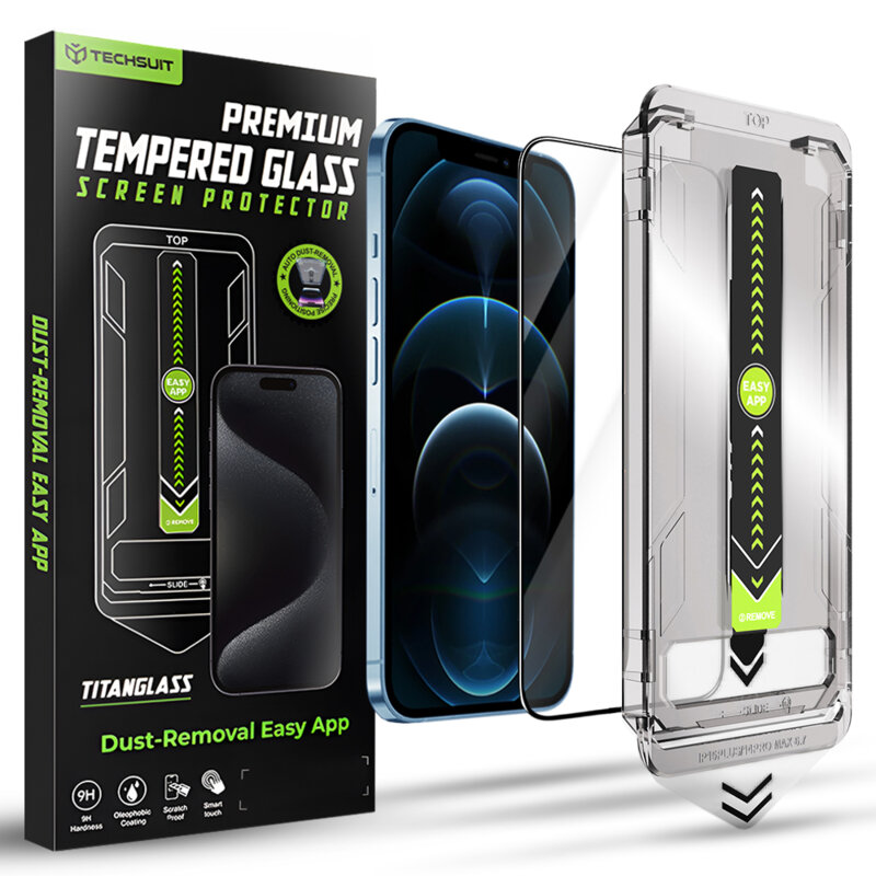 Folie iPhone 12 Pro Max Techsuit TitanGlass FullCover, negru
