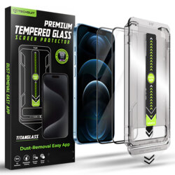 [Pachet 2x] Folie iPhone 12 Pro Max Techsuit TitanGlass FullCover, negru