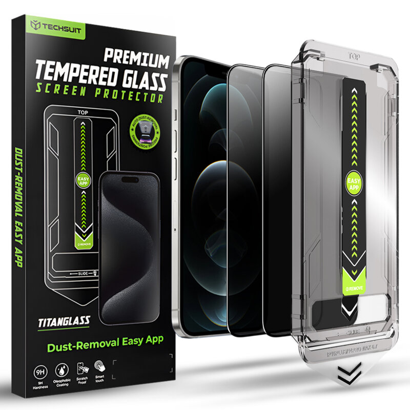 [Pachet 2x] Folie iPhone 12 Techsuit TitanGlass FullCover, privacy