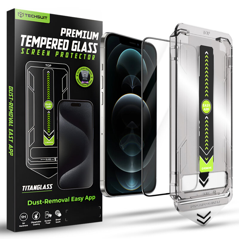Folie iPhone 12 Techsuit TitanGlass FullCover, negru