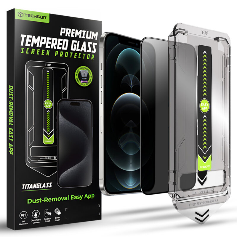 Folie iPhone 12 Pro Techsuit TitanGlass FullCover, privacy