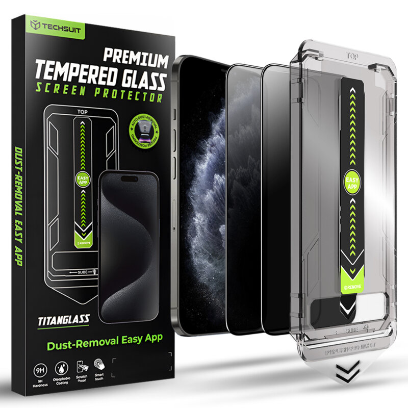 [Pachet 2x] Folie iPhone XS Techsuit TitanGlass FullCover, privacy