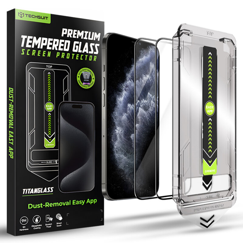 [Pachet 2x] Folie iPhone 11 Pro Techsuit TitanGlass FullCover, negru
