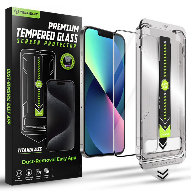 Folie iPhone 13 Techsuit TitanGlass FullCover, negru