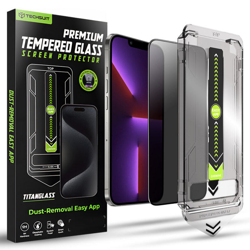 Folie iPhone 13 Pro Techsuit TitanGlass FullCover, privacy