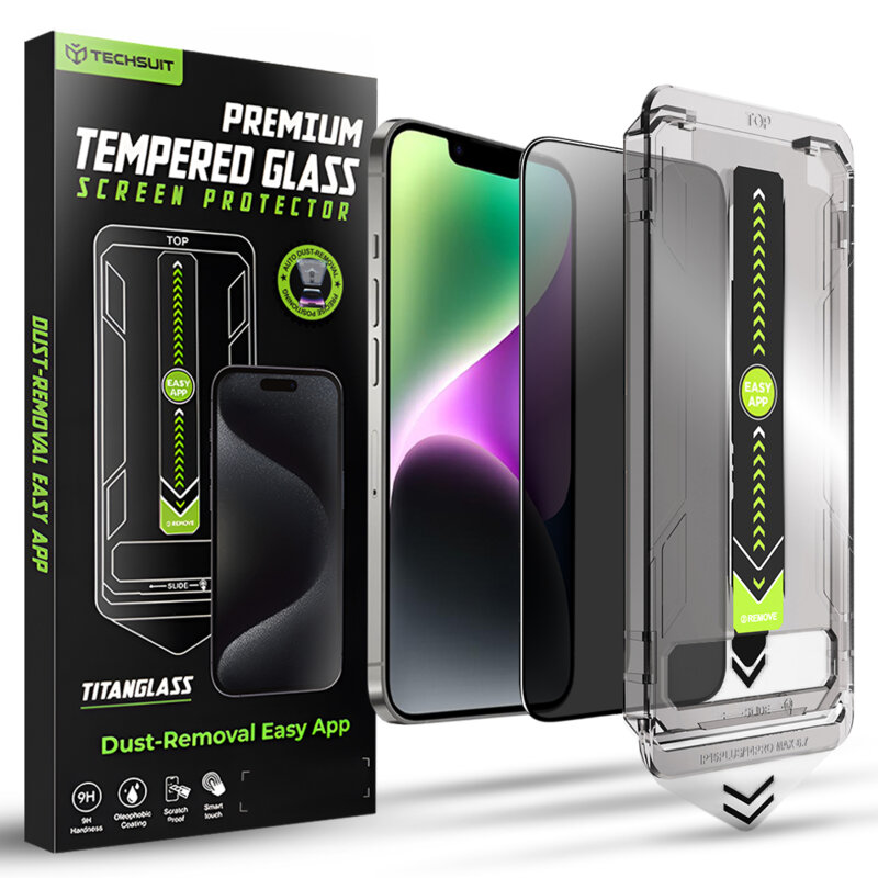 Folie iPhone 14 Techsuit TitanGlass FullCover, privacy