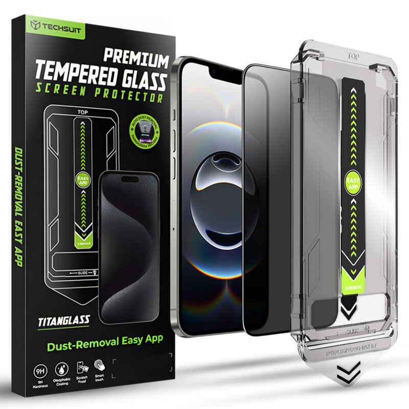 Folie iPhone 16e Techsuit TitanGlass FullCover, privacy