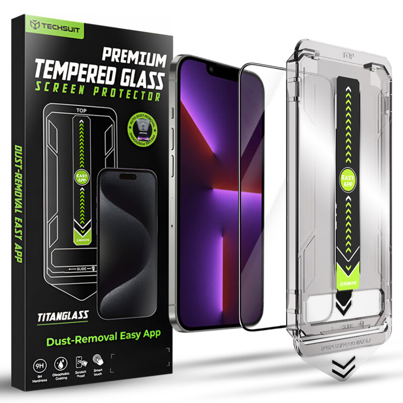 Folie iPhone 13 Pro Techsuit TitanGlass FullCover, negru