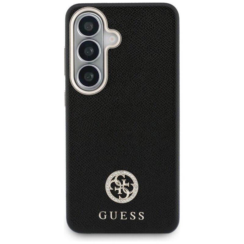 Husa originala Guess Samsung Galaxy S26 Rhinestone Round Logo MagSafe, negru, GUHMS26SPGCRMDEK