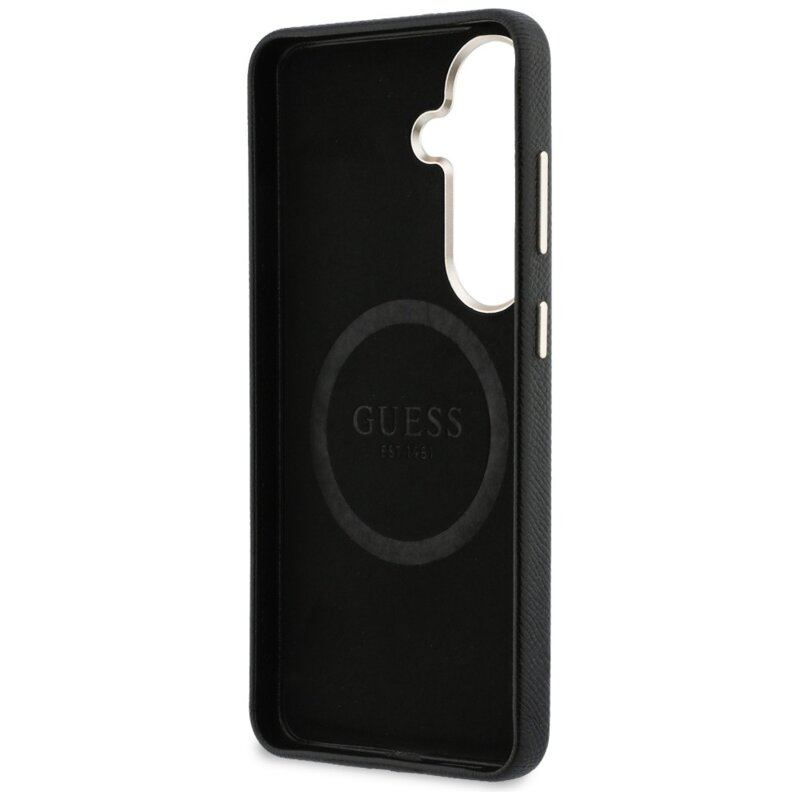Husa originala Guess Samsung Galaxy S26 Rhinestone Round Logo MagSafe, negru, GUHMS26SPGCRMDEK