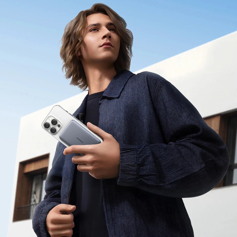 Baterie externa MagSafe 15W, 5000mAh + cablu 60W Baseus AM41, gri