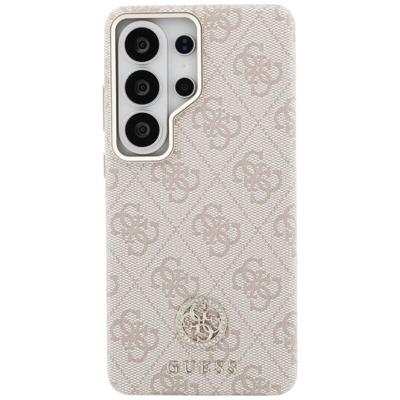 Husa originala Guess Samsung Galaxy S26 Ultra Rhinestone Round Logo MagSafe, roz, GUHMS26LP4GRMDEP