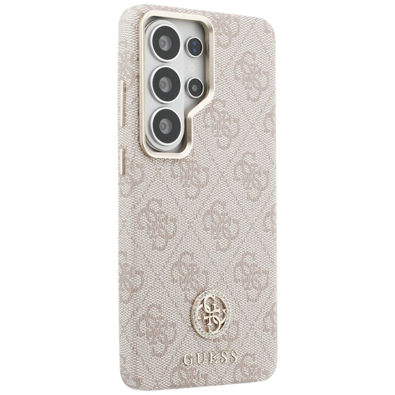 Husa originala Guess Samsung Galaxy S26 Ultra Rhinestone Round Logo MagSafe, roz, GUHMS26LP4GRMDEP