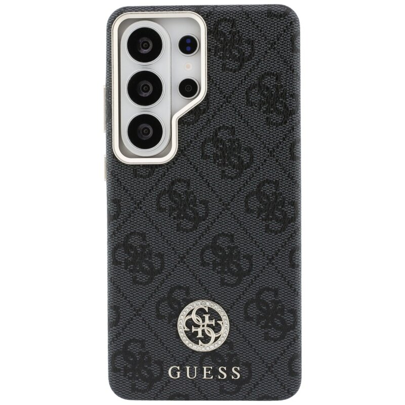 Husa originala Guess Samsung Galaxy S26 Ultra Rhinestone Round Logo MagSafe, negru, GUHMS26LP4GRMDEK
