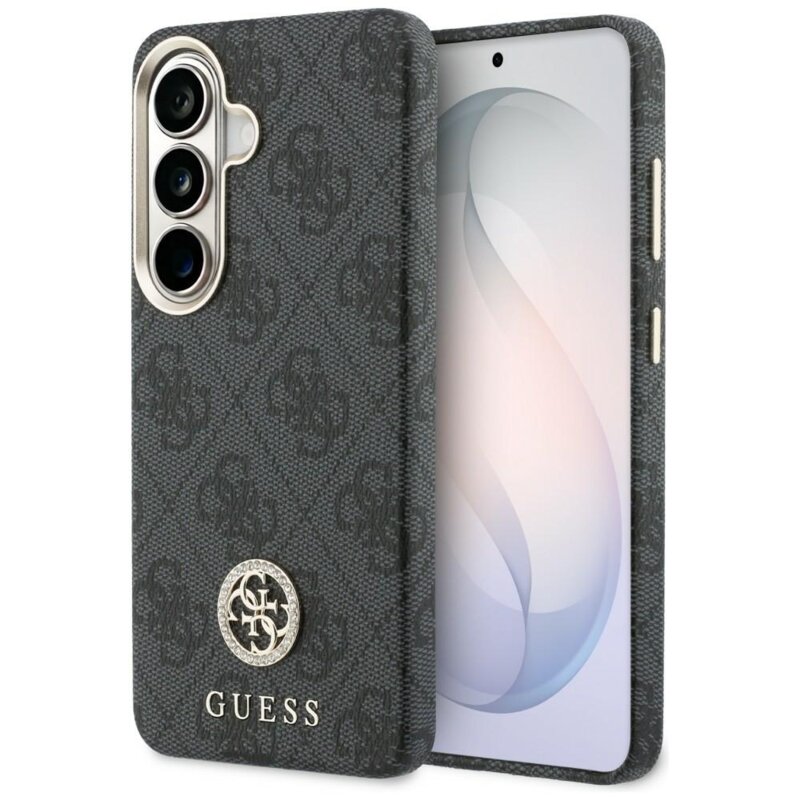 Husa originala Guess Samsung Galaxy S26 Rhinestone Round Logo MagSafe, negru, GUHMS26SP4GRMDEK