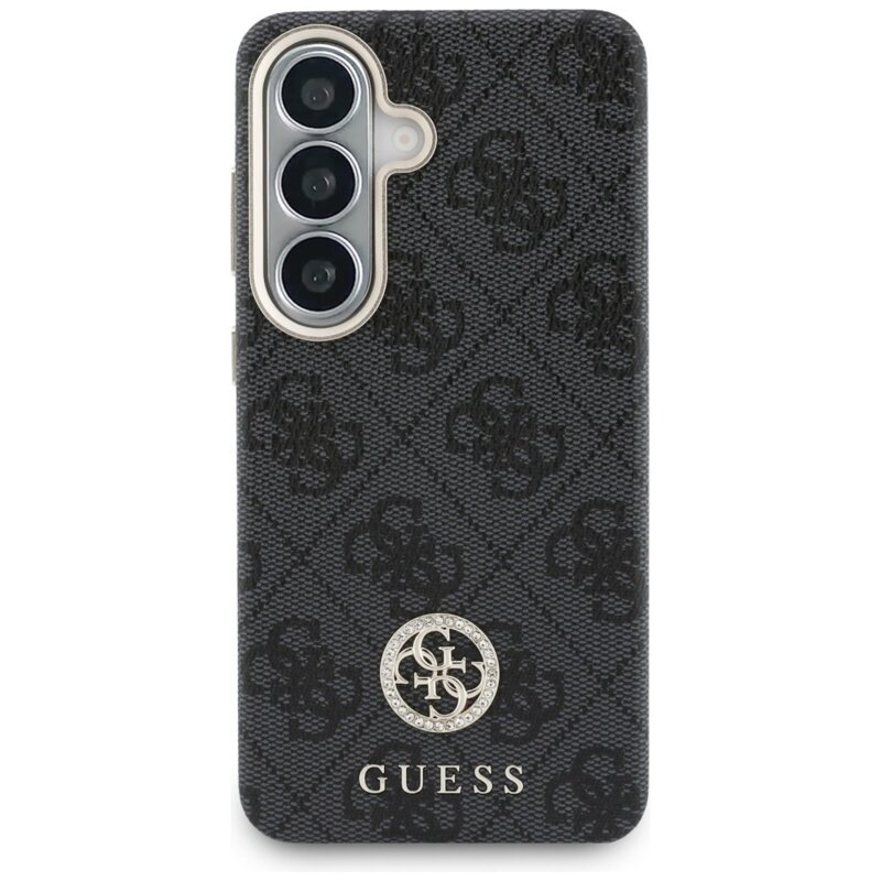 Husa originala Guess Samsung Galaxy S26 Rhinestone Round Logo MagSafe, negru, GUHMS26SP4GRMDEK