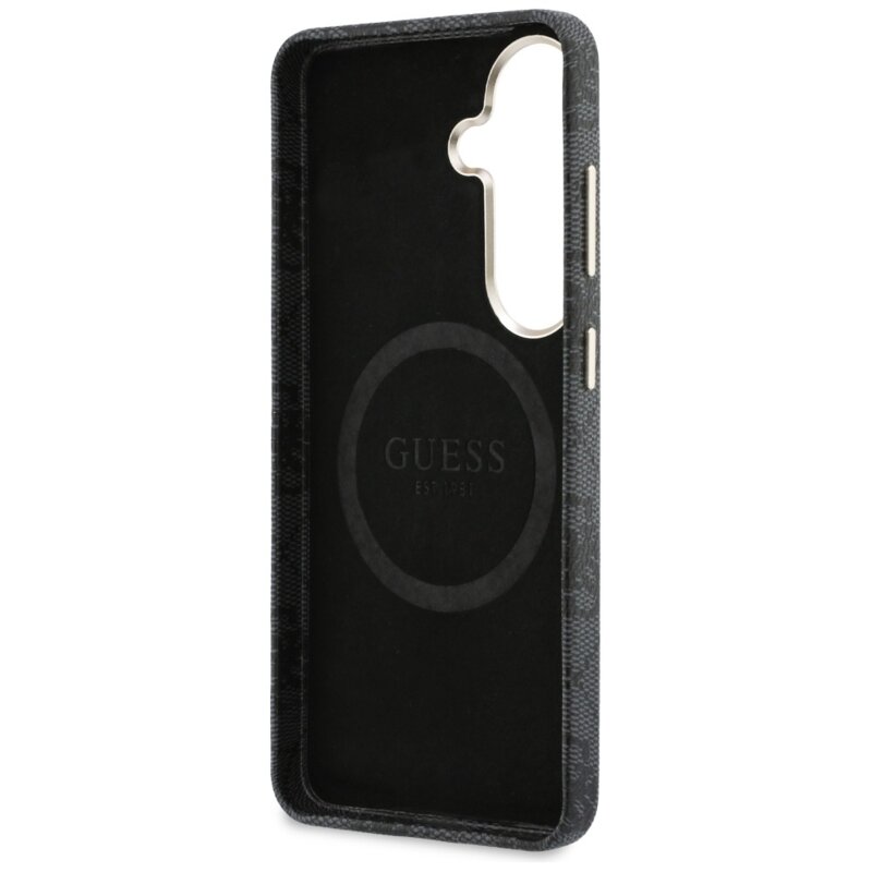 Husa originala Guess Samsung Galaxy S26 Rhinestone Round Logo MagSafe, negru, GUHMS26SP4GRMDEK