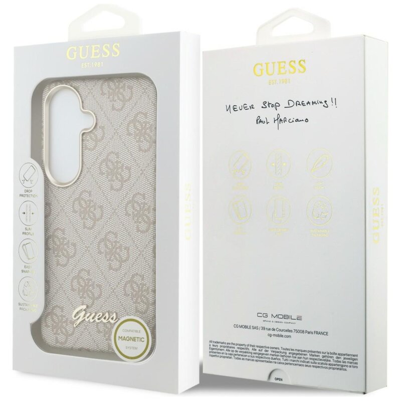 Husa Samsung Galaxy S26 Guess 4G Script MagSafe, roz, GUHMS26S5P4FWMSP