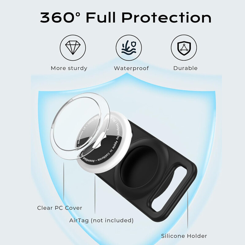 Husa AirTag waterproof pentru zgarda caini Techsuit DG1, negru