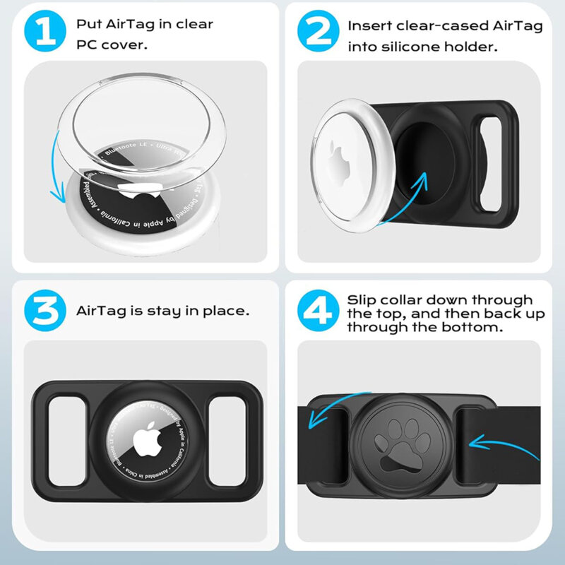 Husa AirTag waterproof pentru zgarda caini Techsuit DG1, negru