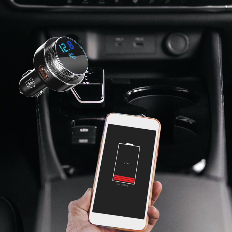 Modulator FM auto + incarcator dual USB 3mk Hyper, negru/argintiu