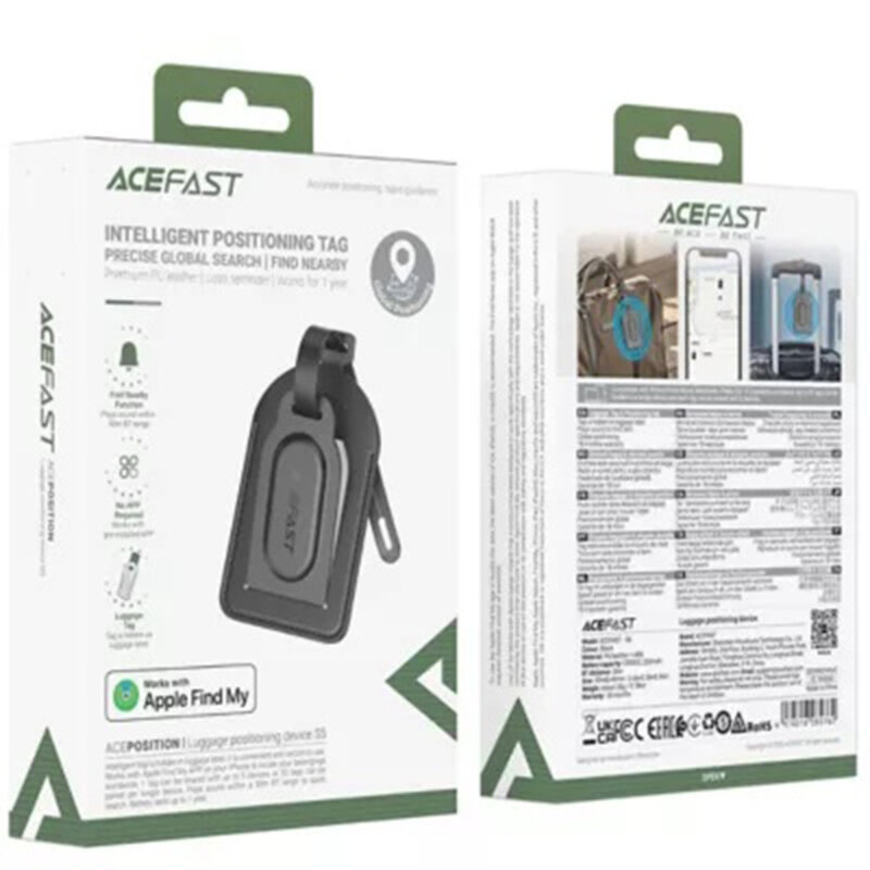 Localizator Bluetooth Apple FindMy pentru bagaj Acefast S5, negru