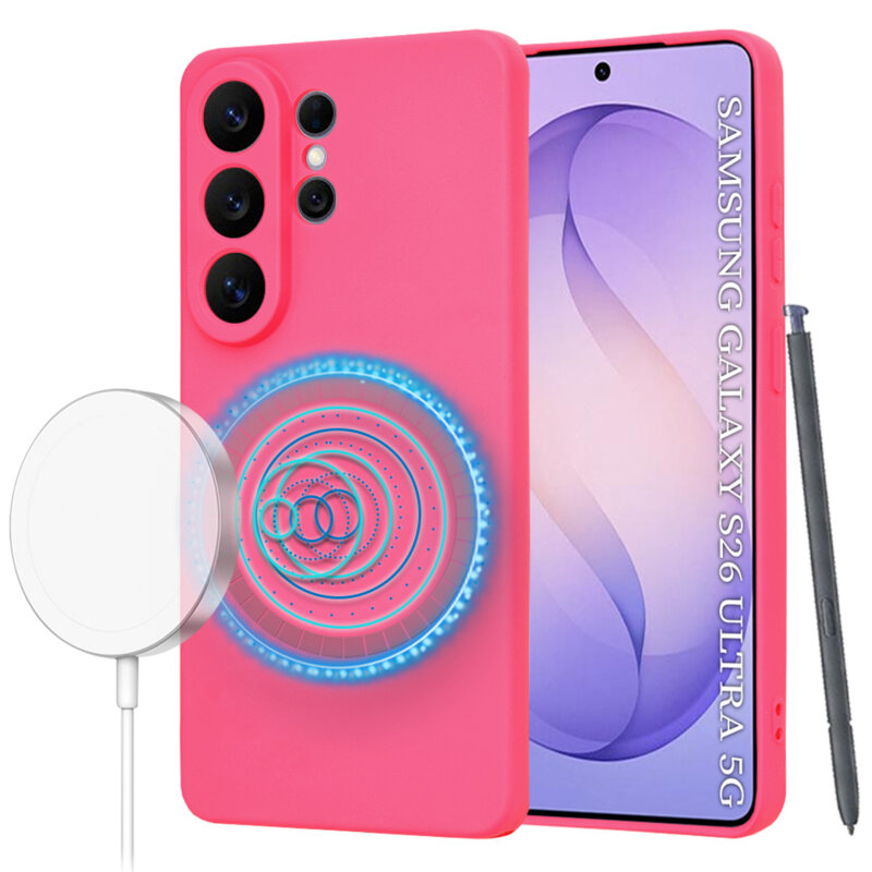 Husa silicon Samsung Galaxy S26 Ultra Techsuit SoftFlex MagSafe, fucsia