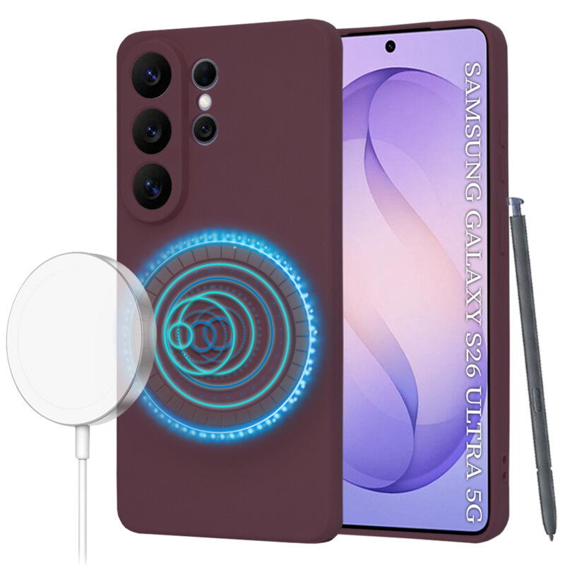 Husa silicon Samsung Galaxy S26 Ultra Techsuit SoftFlex MagSafe, bordo