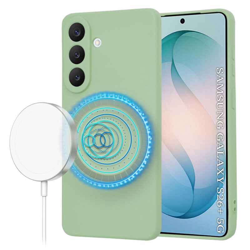 Husa silicon Samsung Galaxy S26 Plus Techsuit SoftFlex MagSafe, verde deschis