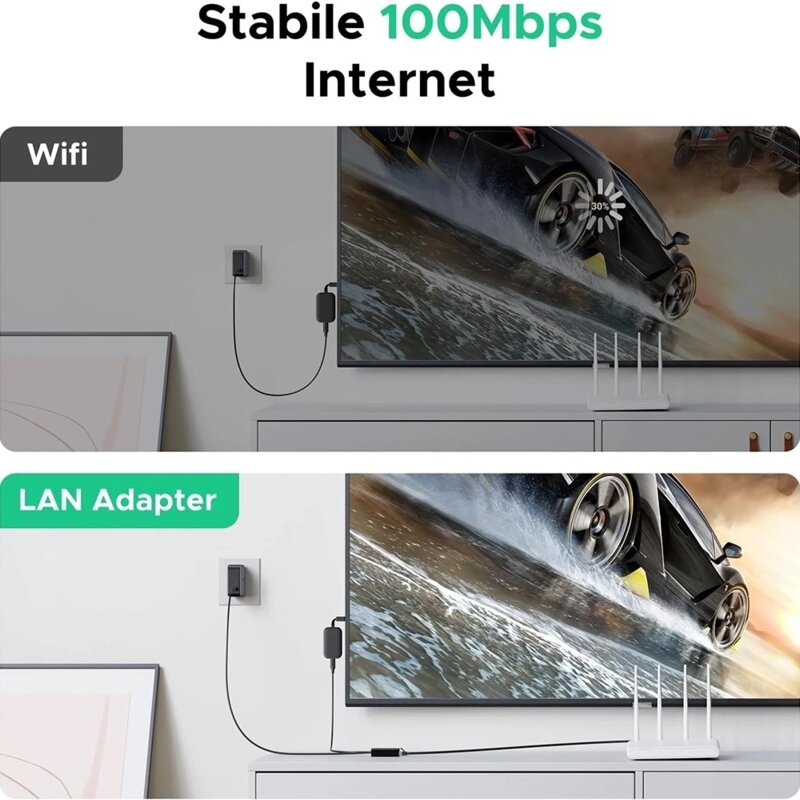 Adaptor de retea Type-C la RJ45 Ugreen, 100Mbps, negru, 75535