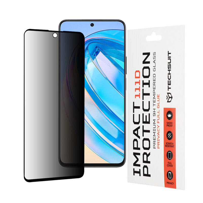 Folie sticla Honor X8a Techsuit 111D Privacy Full Glue, negru