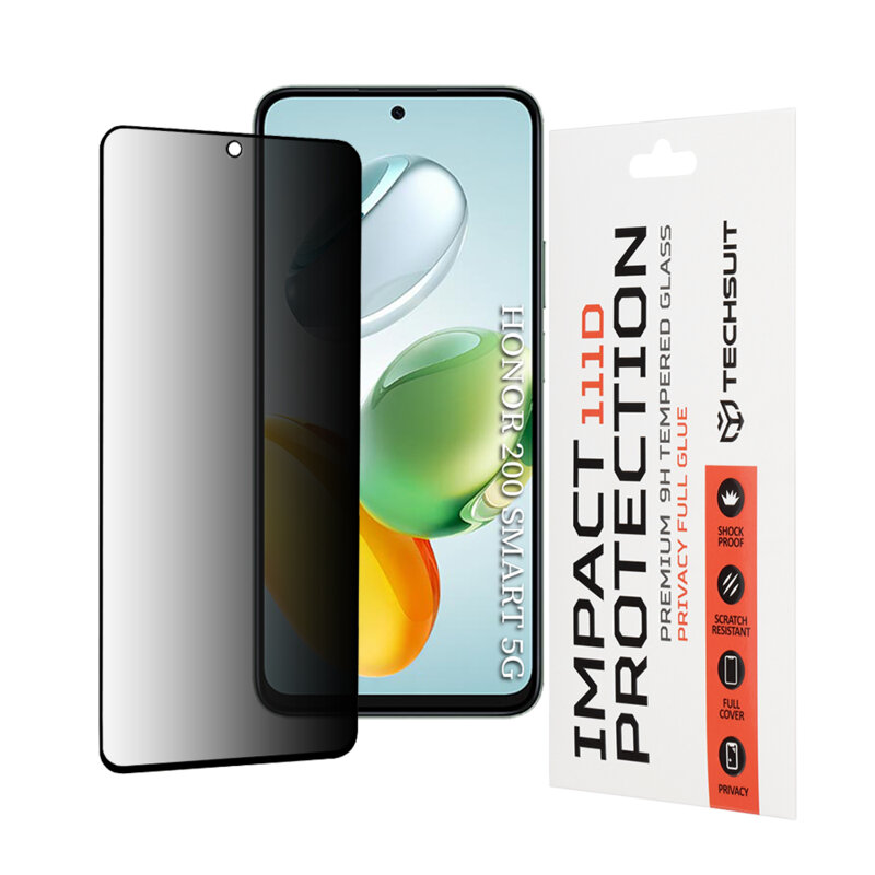 Folie sticla Honor 200 Smart Techsuit 111D Privacy Full Glue, negru