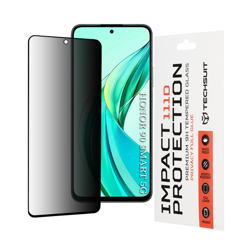 Folie sticla Honor 90 Smart Techsuit 111D Privacy Full Glue, negru