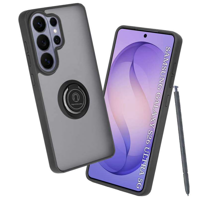 Husa Samsung Galaxy S26 Ultra Techsuit Glinth cu inel suport stand magnetic, negru