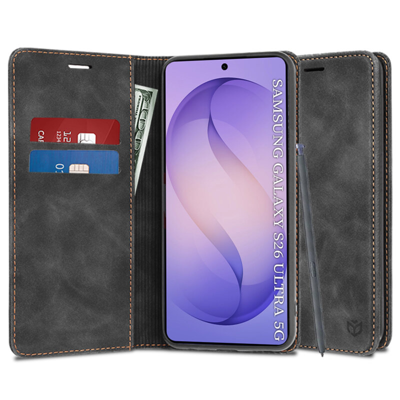 Husa piele Samsung Galaxy S26 Ultra Techsuit Confy Cover, negru