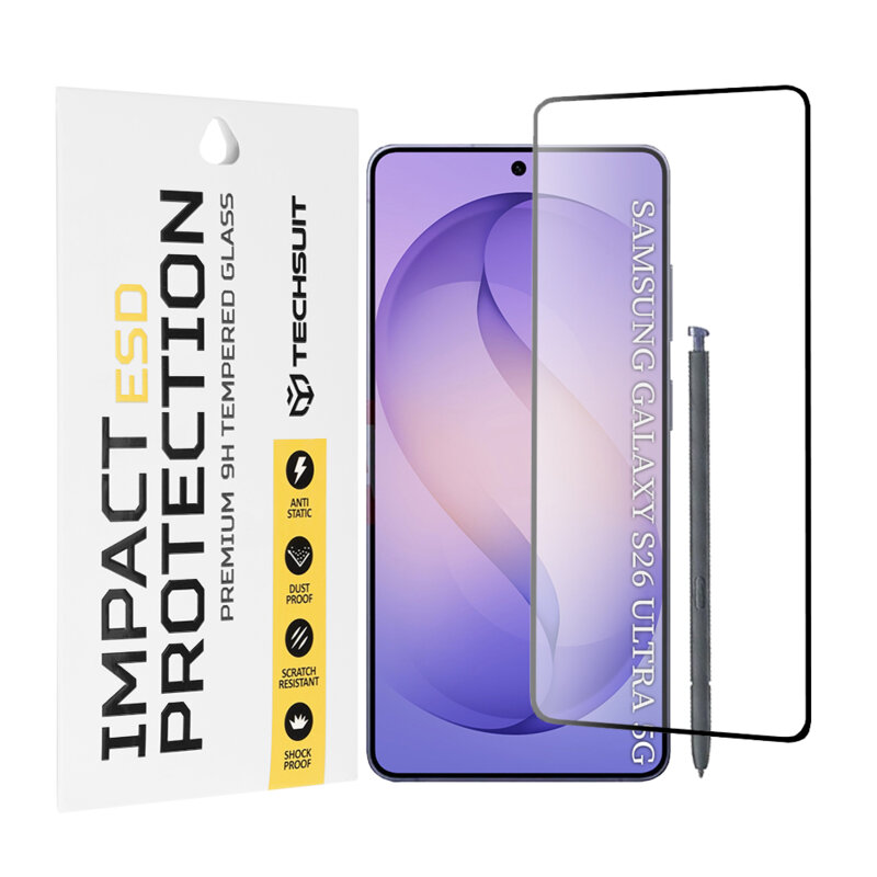 Folie sticla Samsung Galaxy S26 Ultra Techsuit ESD Glass, negru