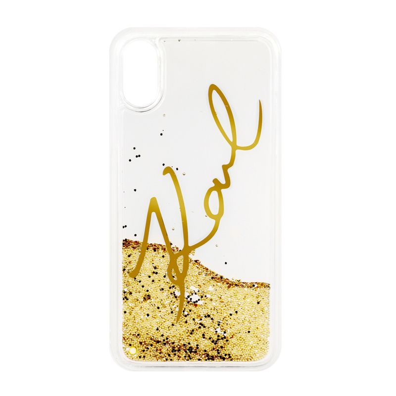 Bumper iPhone XS Max Karl Lagerfeld Liquid Glitter KLHCI65SGGO - Gold