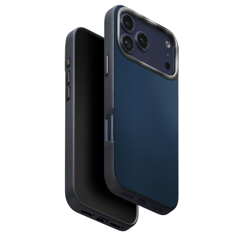 Husa iPhone 17 Pro UNIQ Lyden Leatherette, albastru