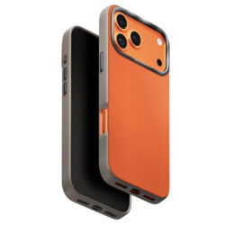 Husa iPhone 17 Pro UNIQ Lyden Leatherette, portocaliu