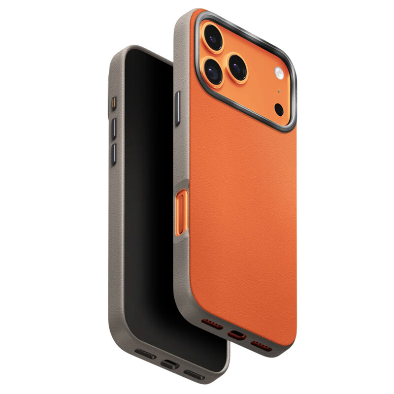 Husa iPhone 17 Pro UNIQ Lyden Leatherette, portocaliu